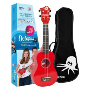 Octopus metallic series soprano ukulele Red with box